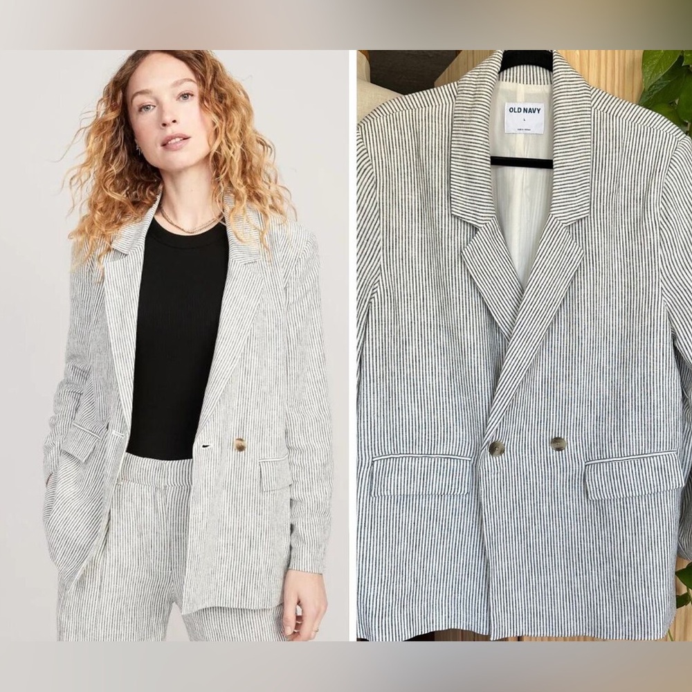Old Navy Black and White Striped Blazer